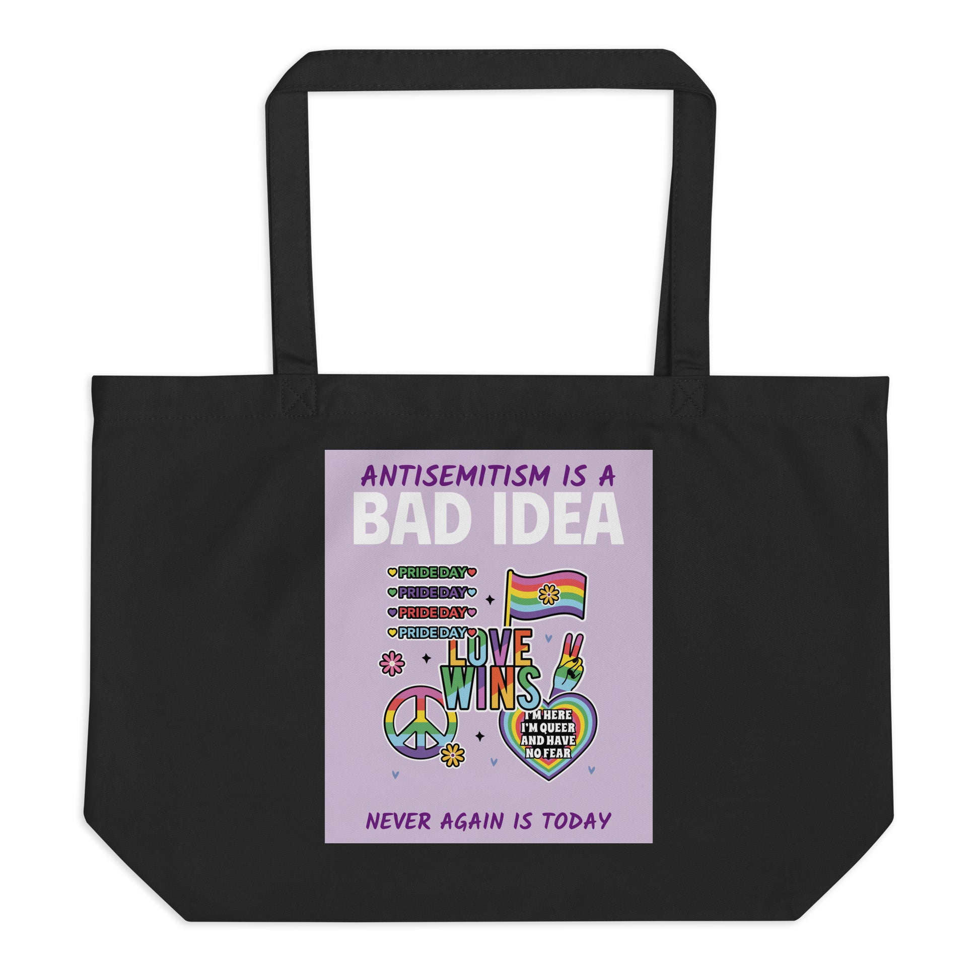 Bad Idea | Antisemitism | Large Organic Tote Bag