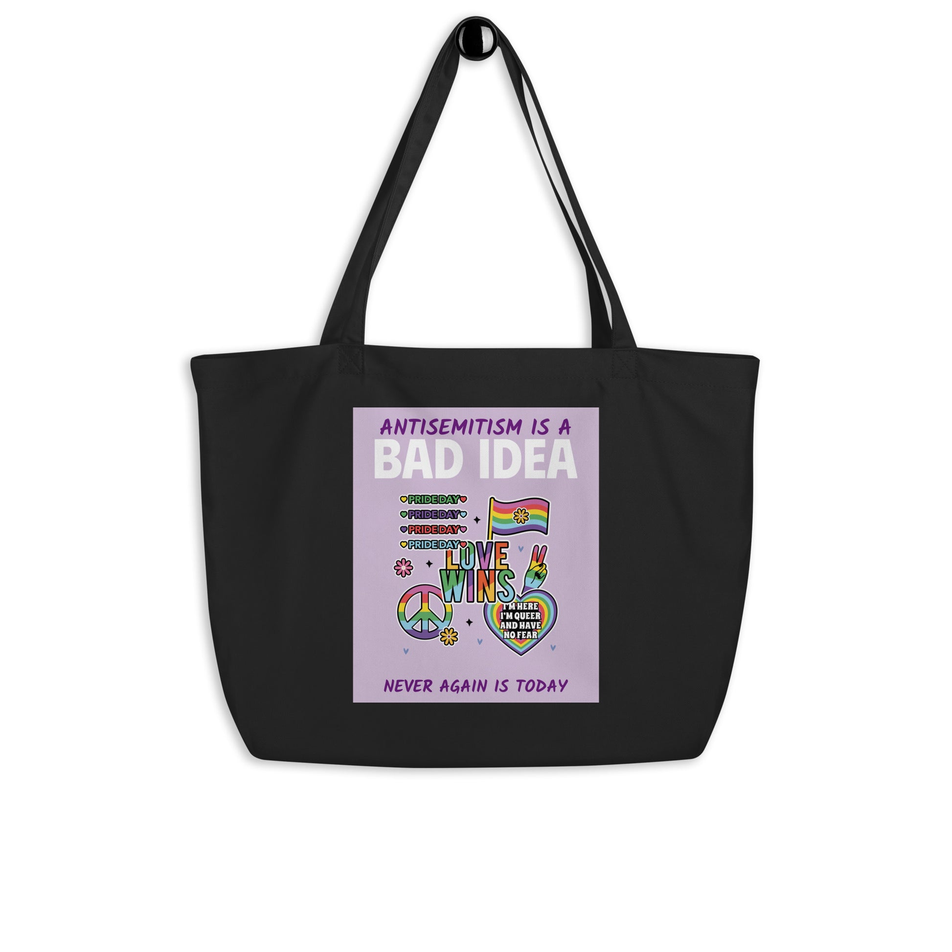 Bad Idea | Antisemitism | Large Organic Tote Bag