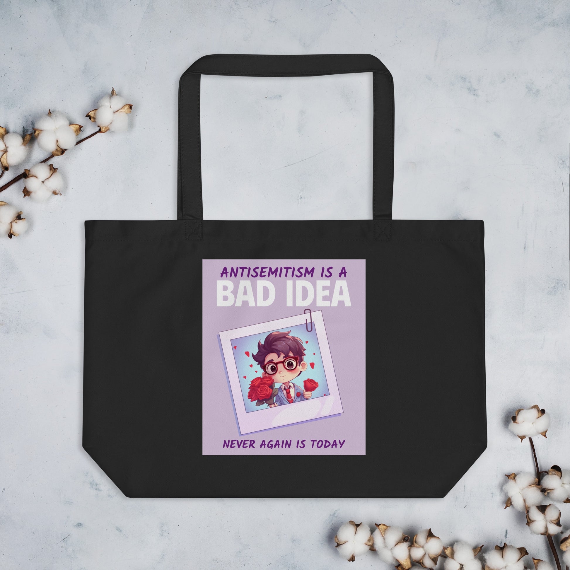 Bad Idea | Antisemitism | Large Organic Tote Bag Jouparty