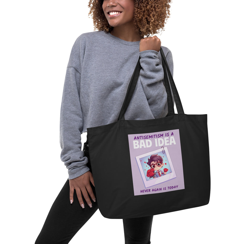 Bad Idea | Antisemitism | Large Organic Tote Bag Jouparty