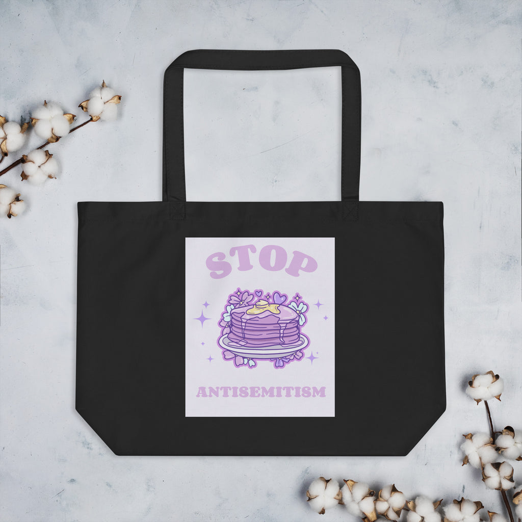 Stop Antisemitism | Purple & Cute Edition | Large Organic Tote Bag