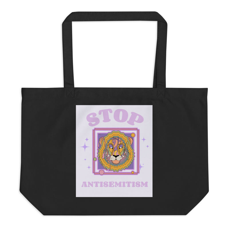 Stop Antisemitism | Purple & Cute Edition | Large Organic Tote Bag