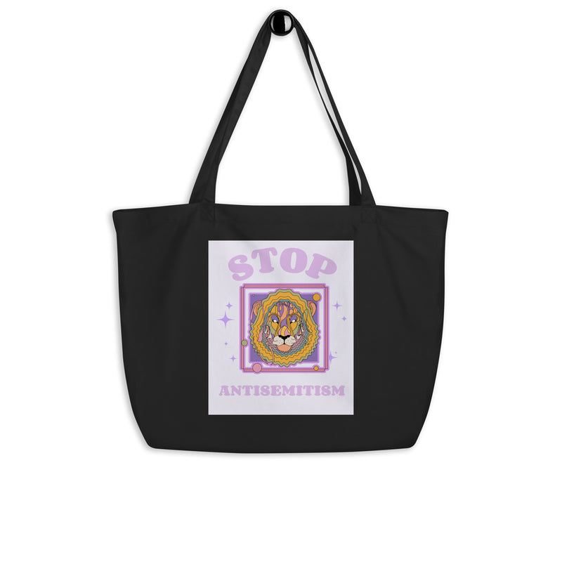 Stop Antisemitism | Purple & Cute Edition | Large Organic Tote Bag