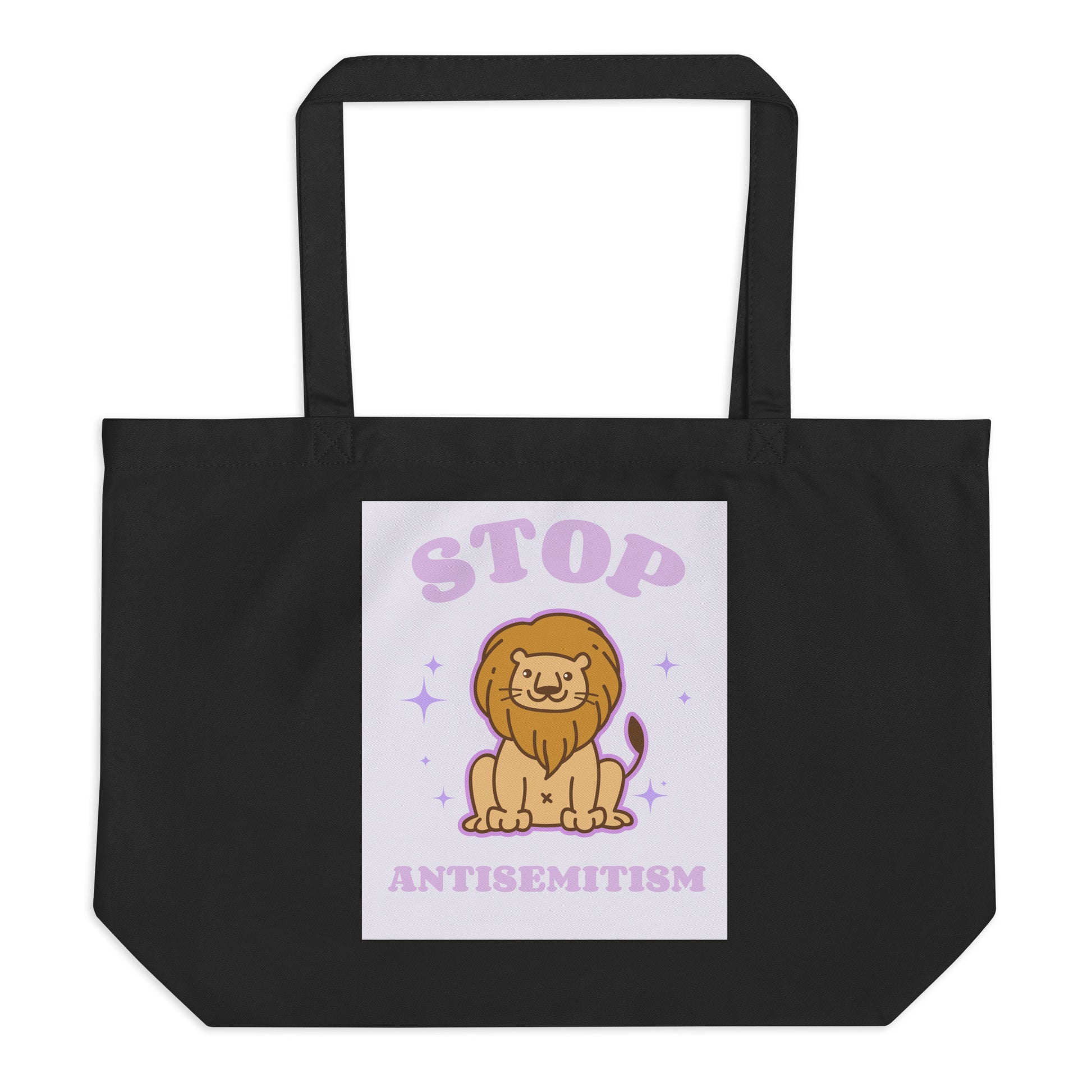 Stop Antisemitism | Purple & Cute Edition | Large Organic Tote Bag Jouparty