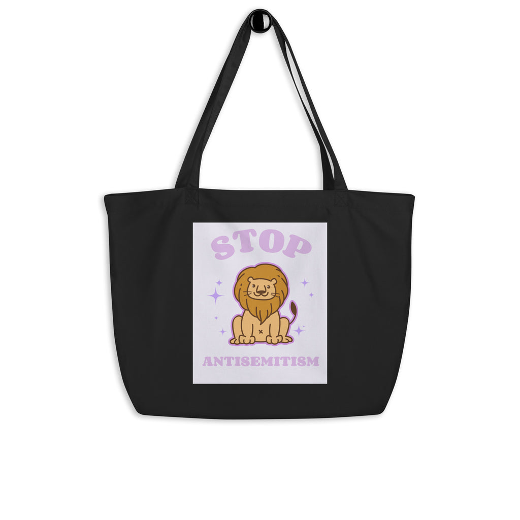 Stop Antisemitism | Purple & Cute Edition | Large Organic Tote Bag Jouparty