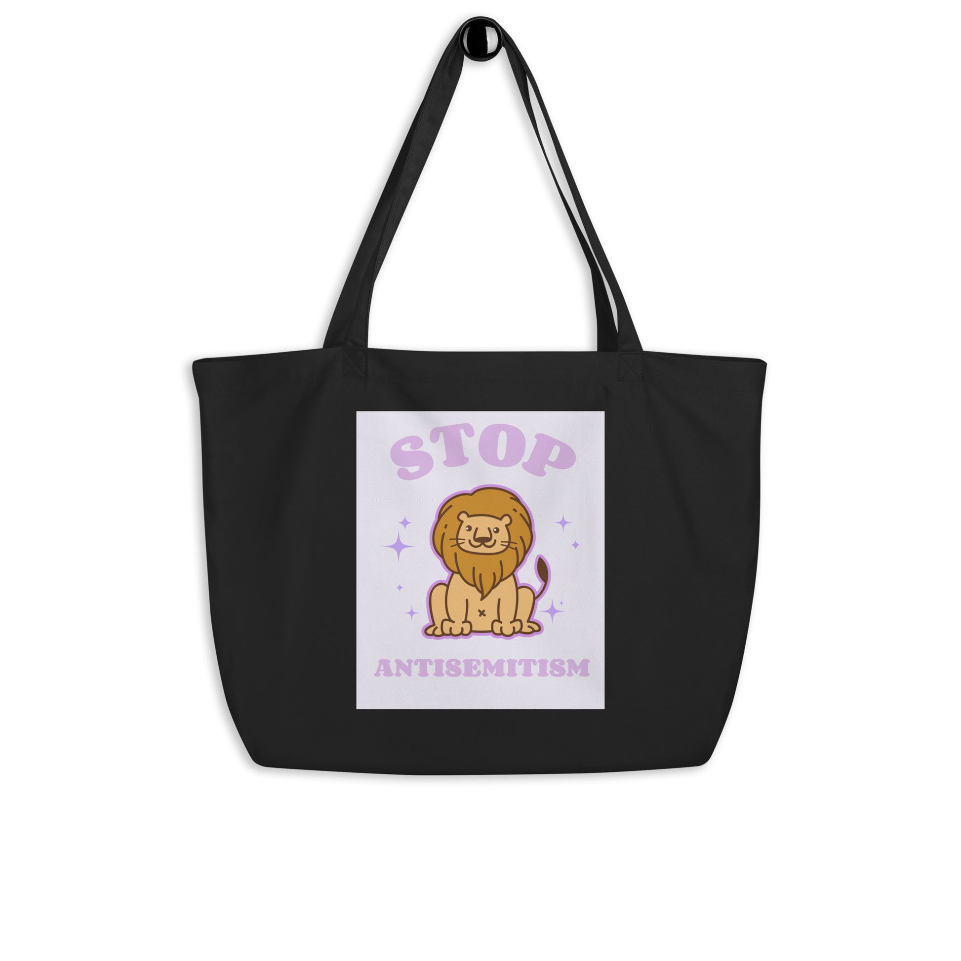 Stop Antisemitism | Purple & Cute Edition | Large Organic Tote Bag Jouparty
