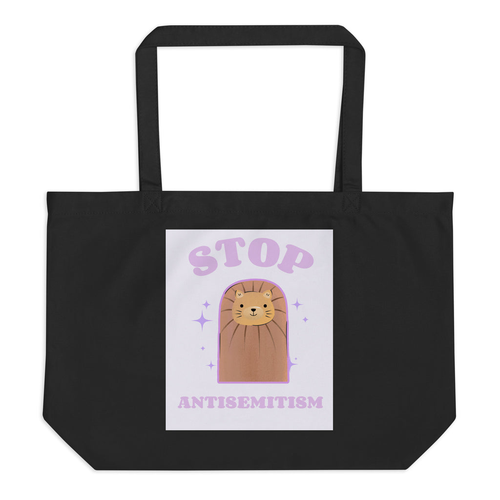 Stop Antisemitism | Purple & Cute Edition | Large Organic Tote Bag Jouparty