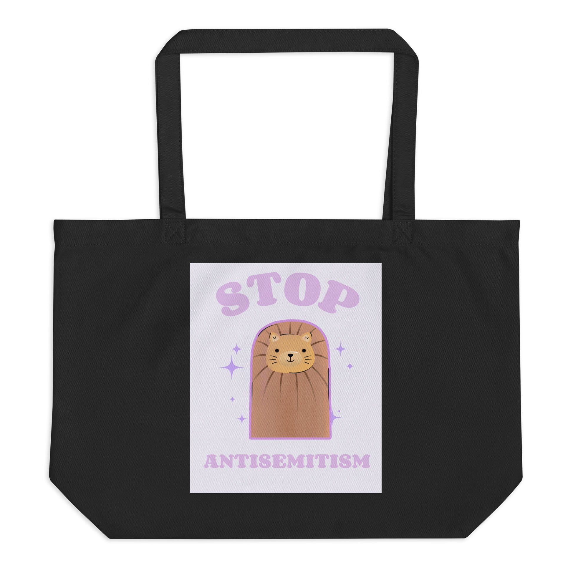 Stop Antisemitism | Purple & Cute Edition | Large Organic Tote Bag Jouparty