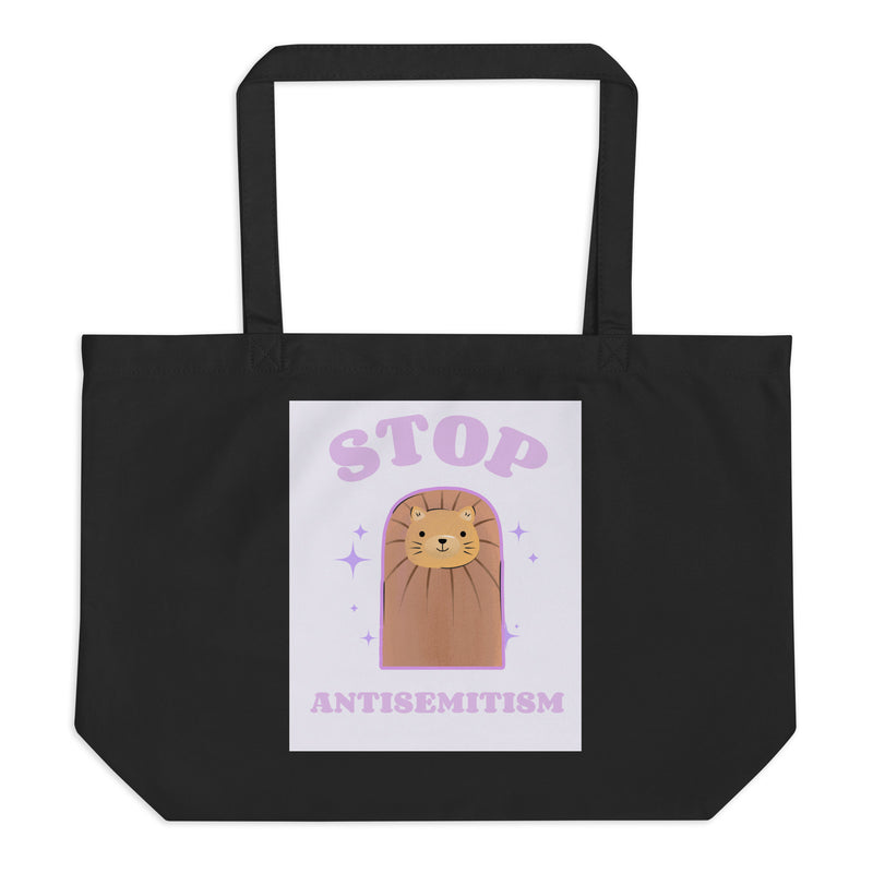 Stop Antisemitism | Purple & Cute Edition | Large Organic Tote Bag