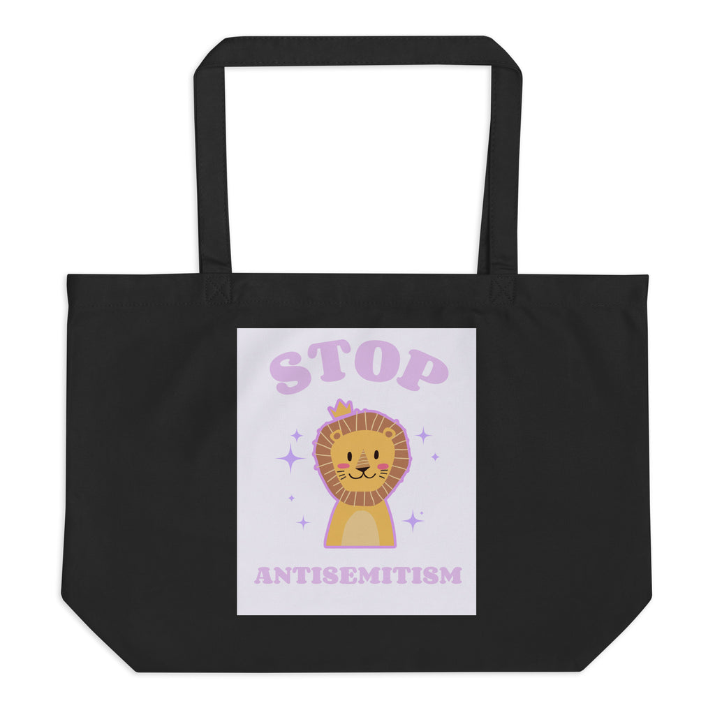 Stop Antisemitism | Purple & Cute Edition | Large Organic Tote Bag Jouparty