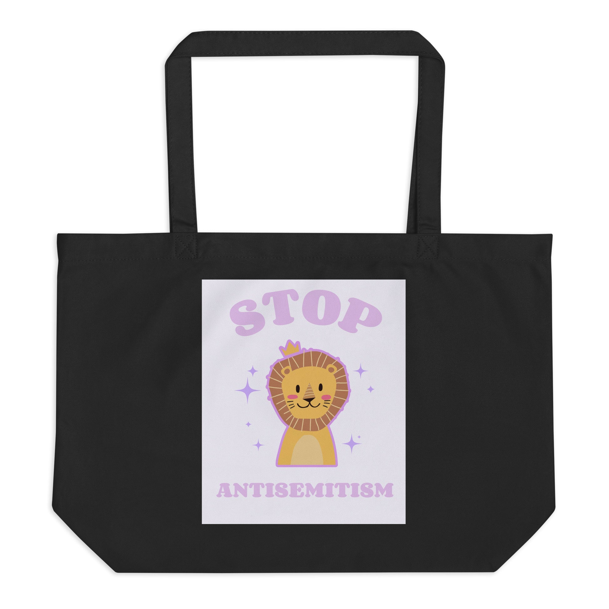 Stop Antisemitism | Purple & Cute Edition | Large Organic Tote Bag Jouparty