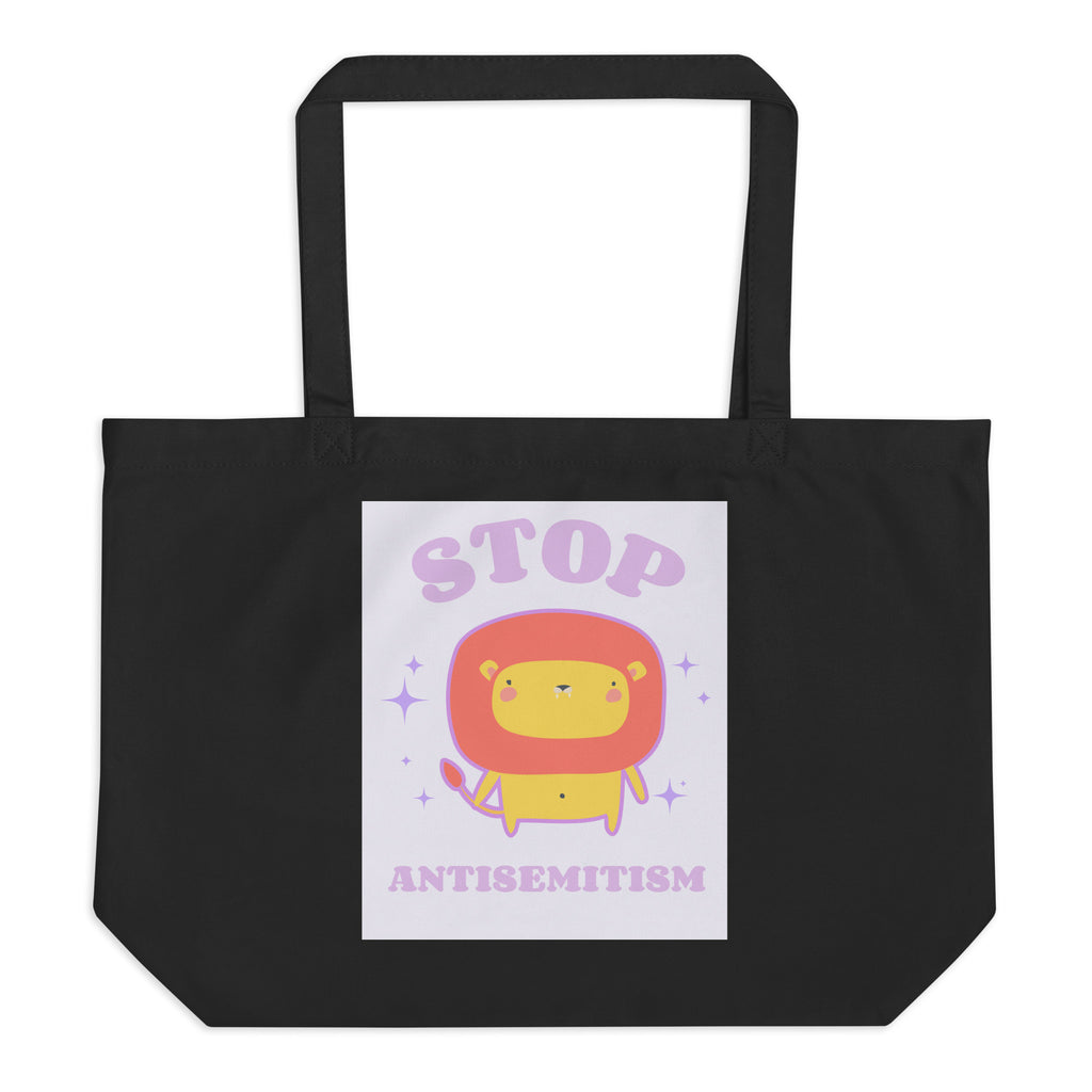 Stop Antisemitism | Purple & Cute Edition | Large Organic Tote Bag Jouparty