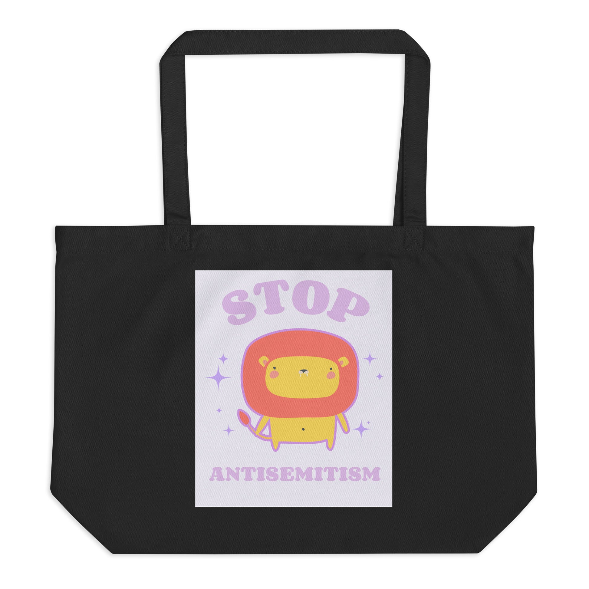 Stop Antisemitism | Purple & Cute Edition | Large Organic Tote Bag Jouparty