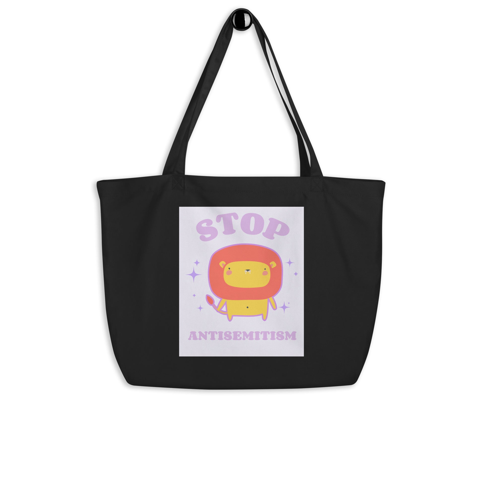 Stop Antisemitism | Purple & Cute Edition | Large Organic Tote Bag Jouparty