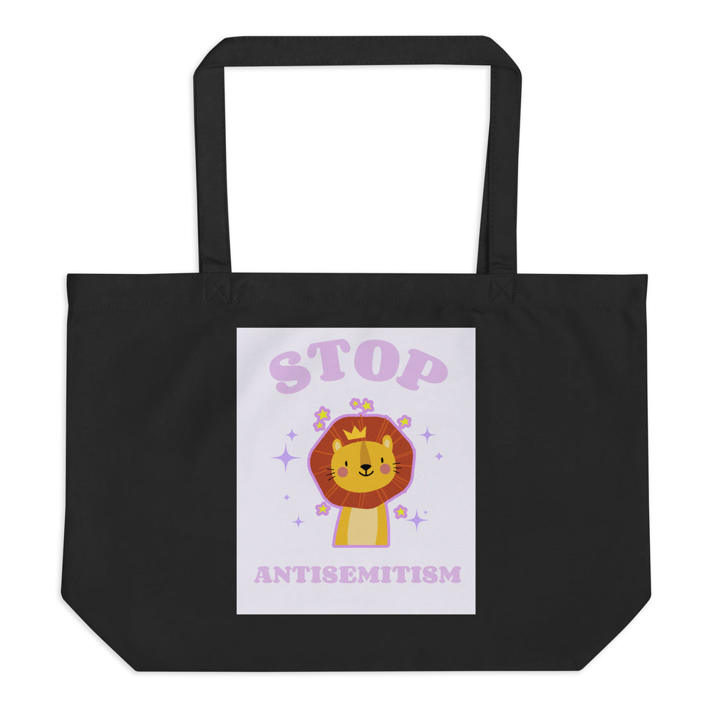 Stop Antisemitism | Purple & Cute Edition | Large Organic Tote Bag