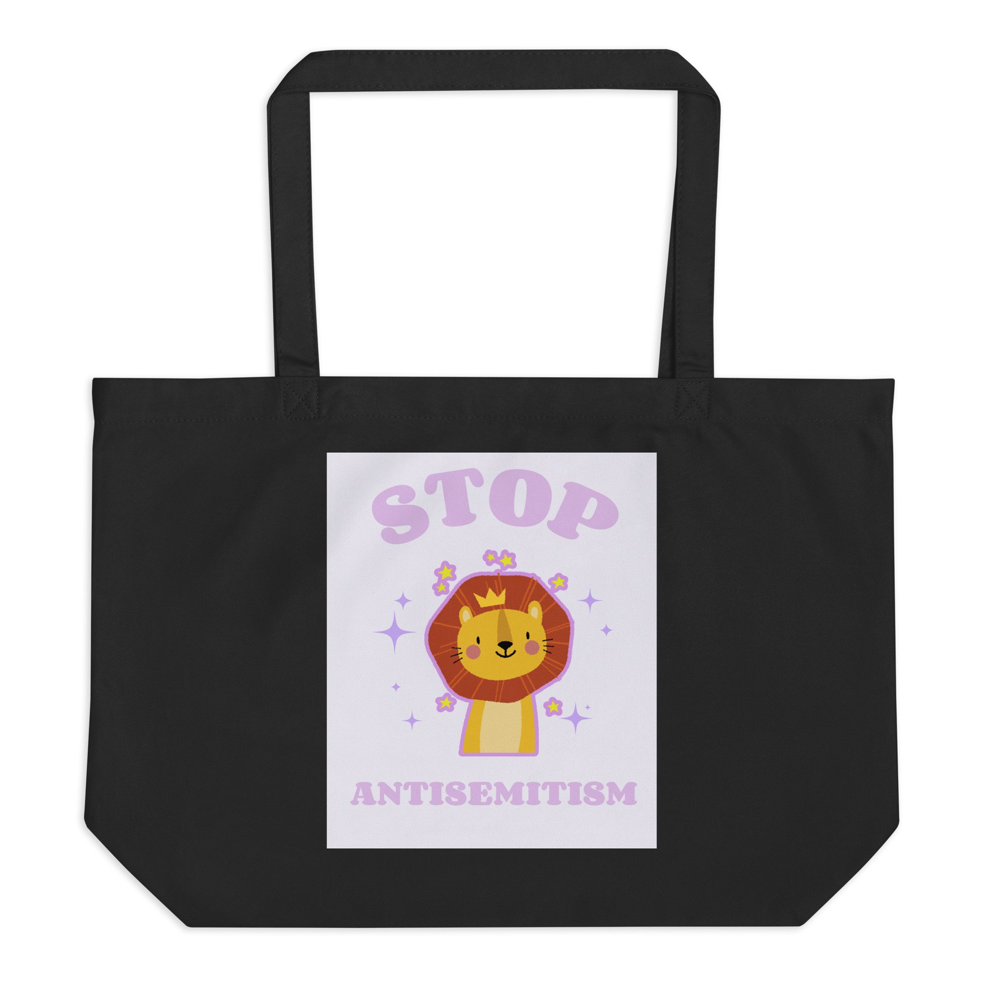 Stop Antisemitism | Purple & Cute Edition | Large Organic Tote Bag