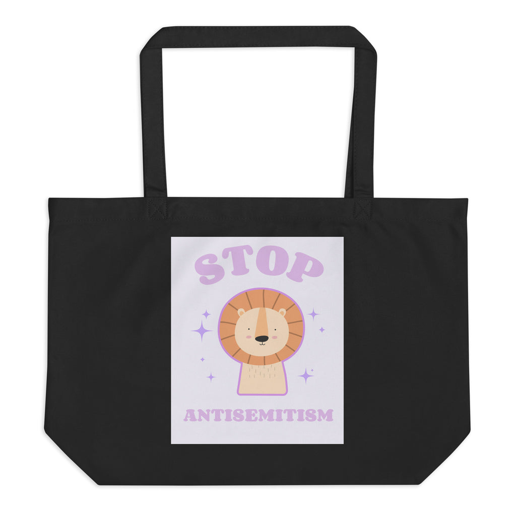 Stop Antisemitism | Purple & Cute Edition | Large Organic Tote Bag Jouparty