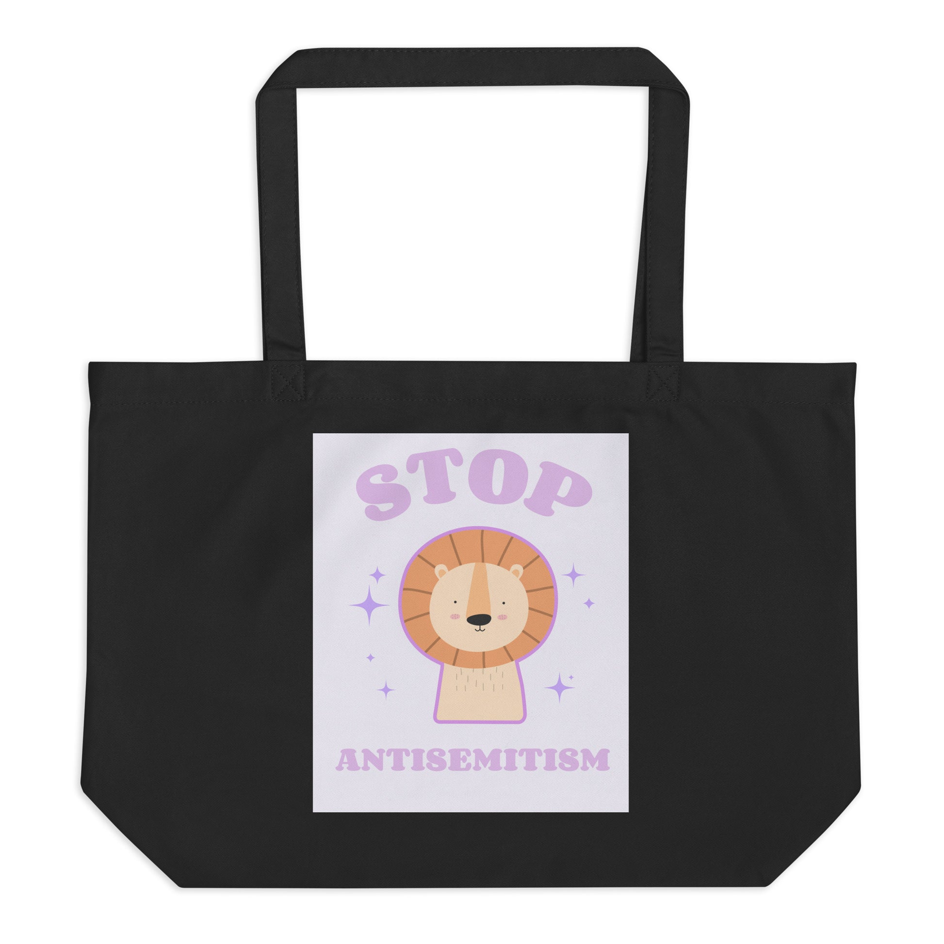 Stop Antisemitism | Purple & Cute Edition | Large Organic Tote Bag Jouparty
