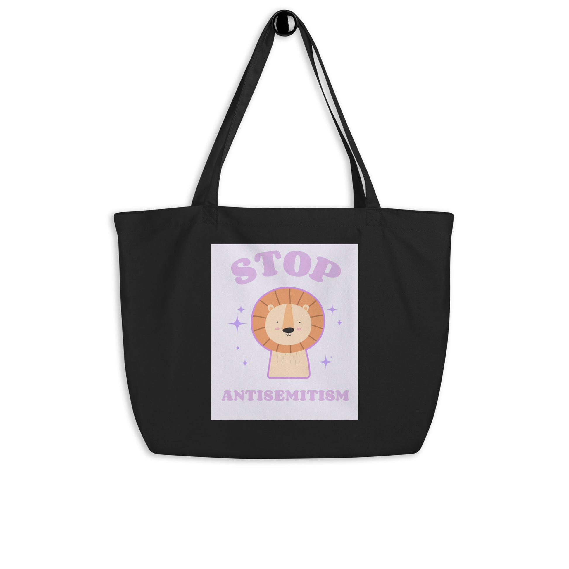 Stop Antisemitism | Purple & Cute Edition | Large Organic Tote Bag Jouparty