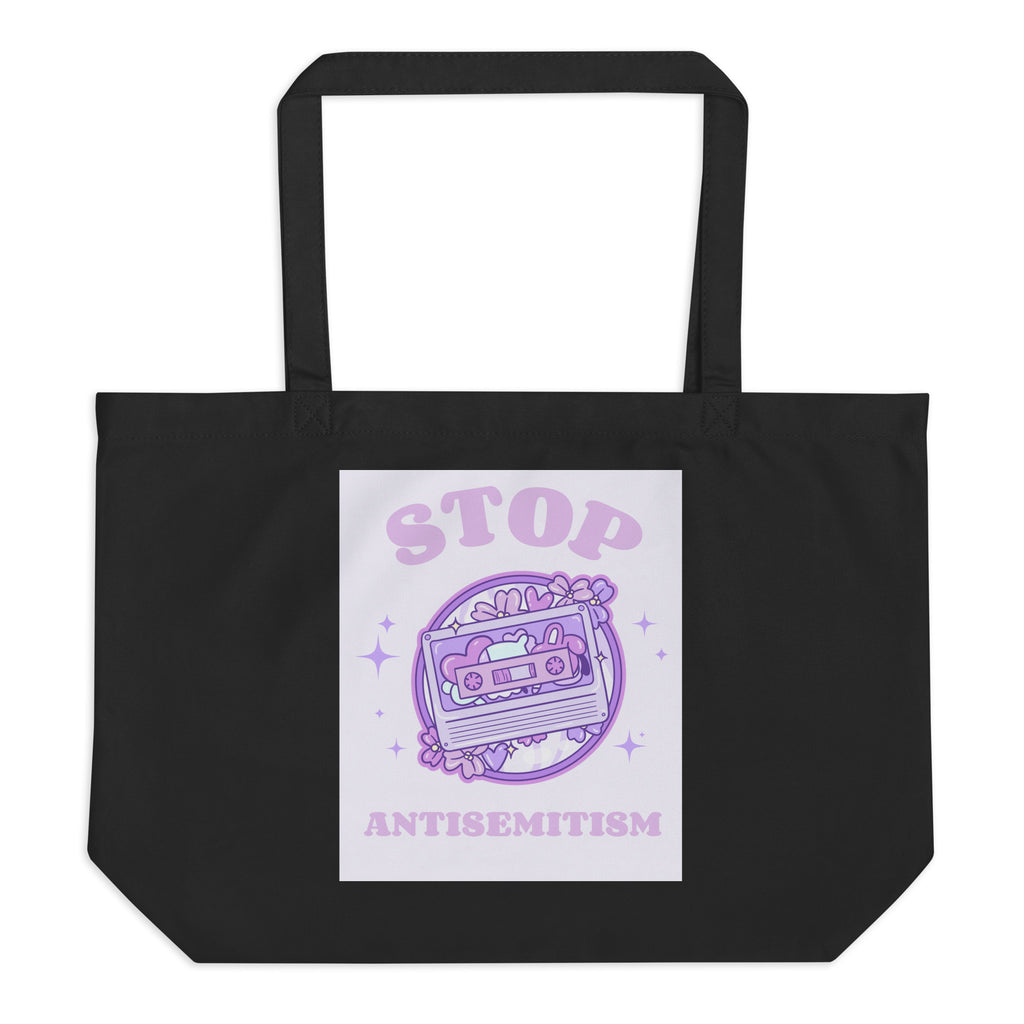 Stop Antisemitism | Purple & Cute Edition | Large Organic Tote Bag Jouparty