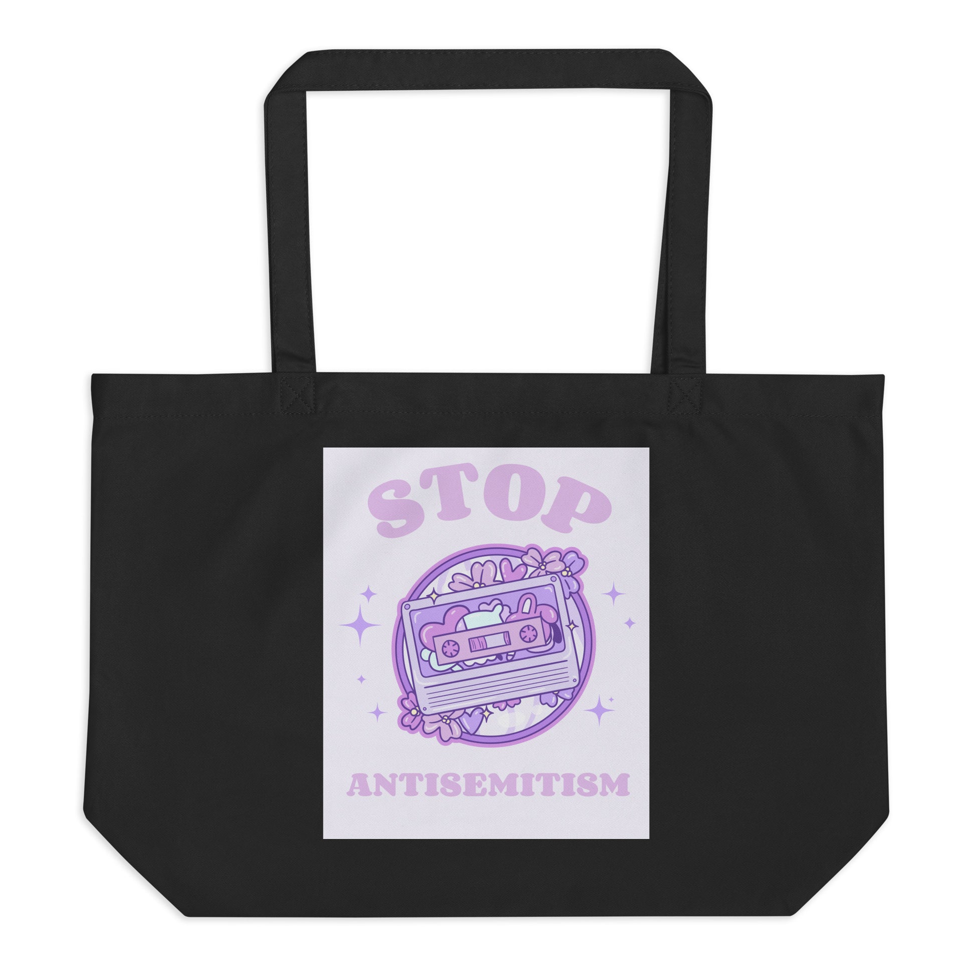 Stop Antisemitism | Purple & Cute Edition | Large Organic Tote Bag Jouparty