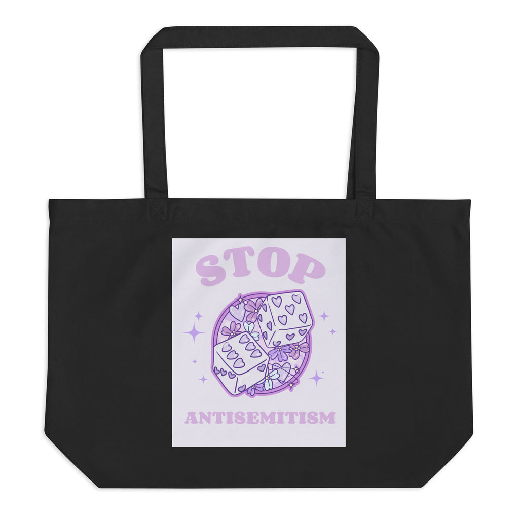 Stop Antisemitism | Purple & Cute Edition | Large Organic Tote Bag Jouparty