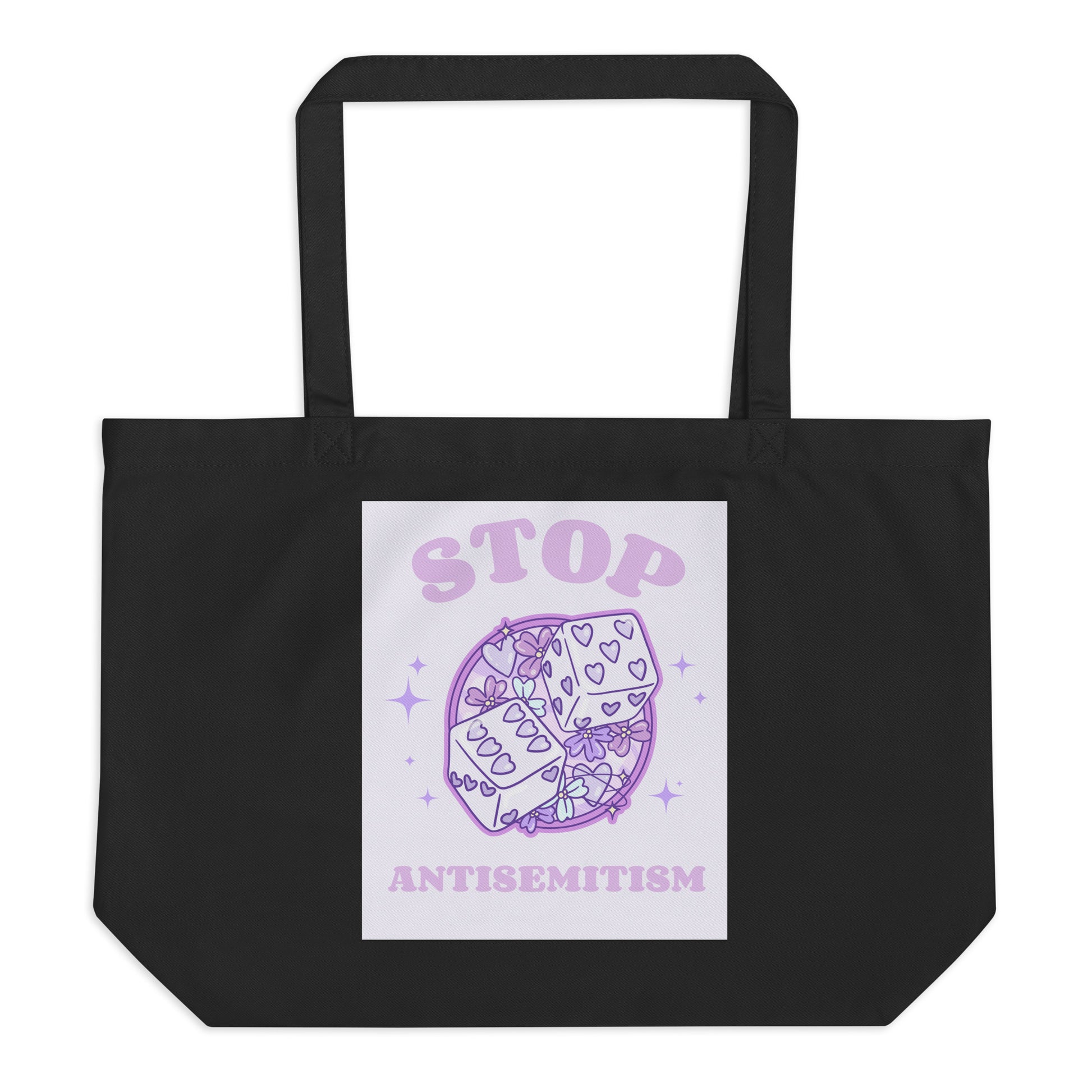 Stop Antisemitism | Purple & Cute Edition | Large Organic Tote Bag Jouparty