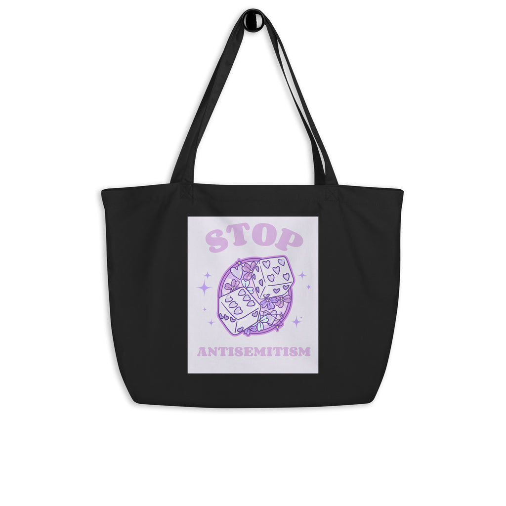Stop Antisemitism | Purple & Cute Edition | Large Organic Tote Bag Jouparty