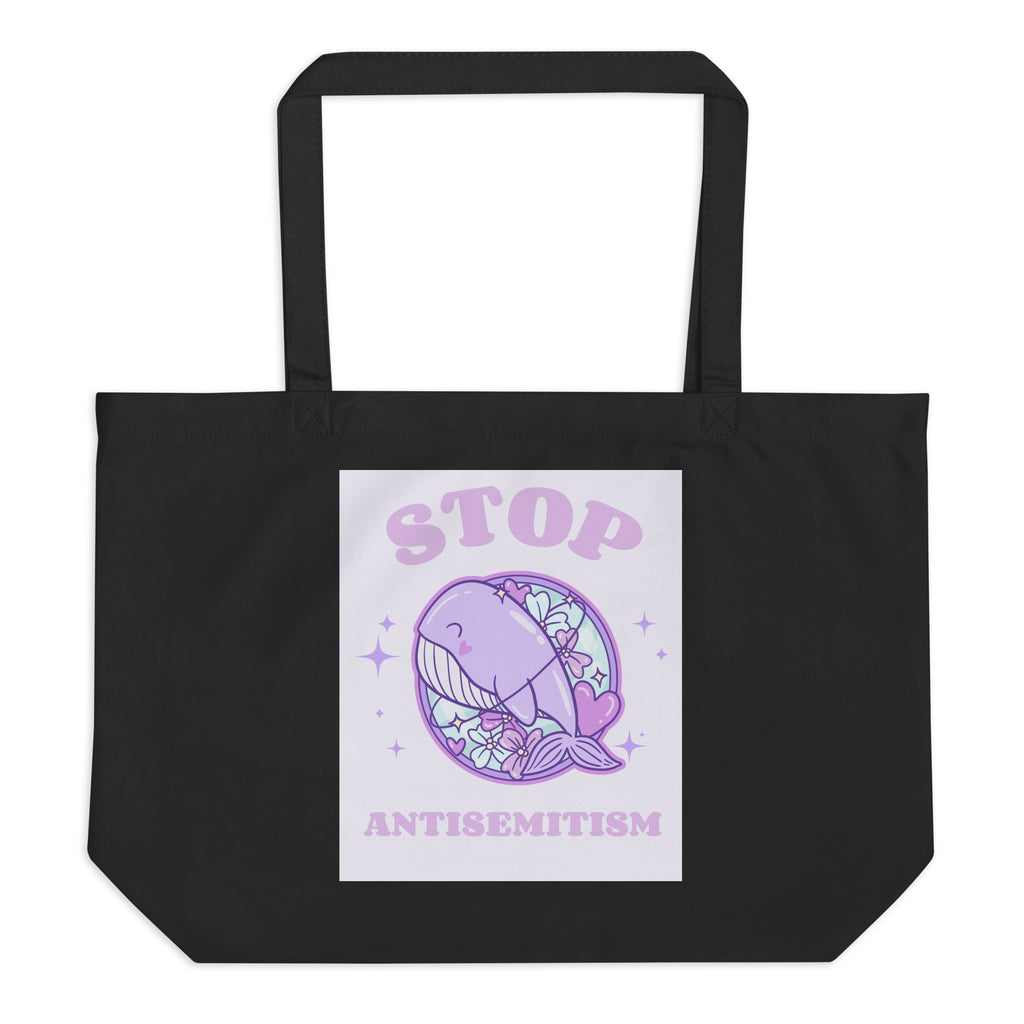 Stop Antisemitism | Purple & Cute Edition | Large Organic Tote Bag Jouparty