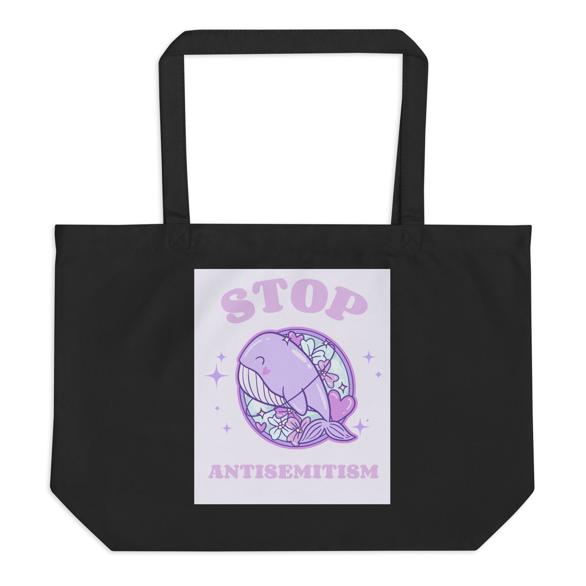 Stop Antisemitism | Purple & Cute Edition | Large Organic Tote Bag Jouparty