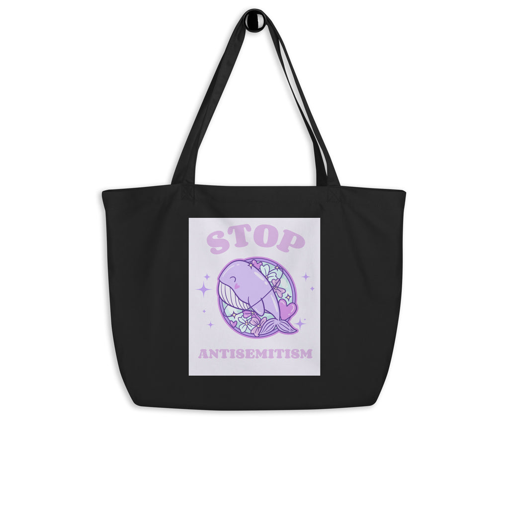 Stop Antisemitism | Purple & Cute Edition | Large Organic Tote Bag Jouparty