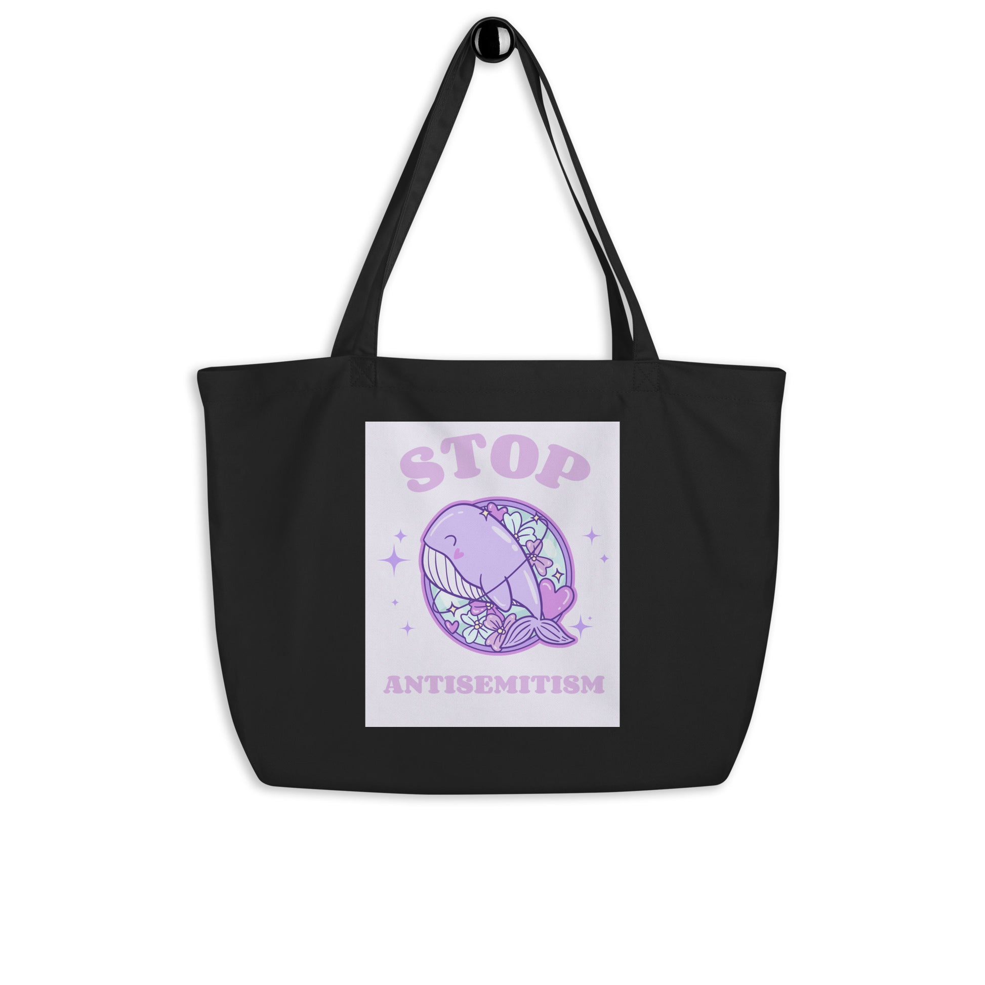 Stop Antisemitism | Purple & Cute Edition | Large Organic Tote Bag Jouparty