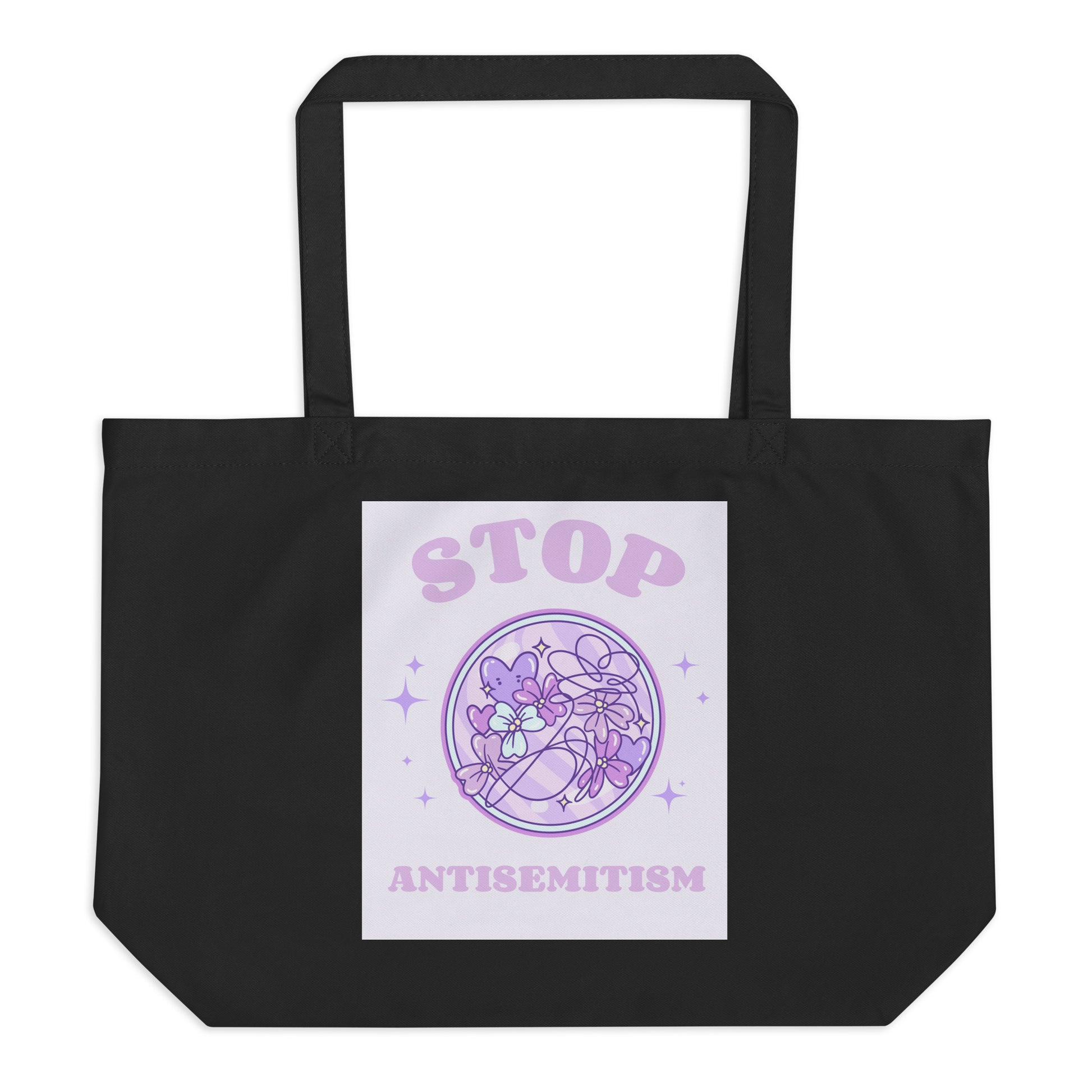 Stop Antisemitism | Purple & Cute Edition | Large Organic Tote Bag Jouparty