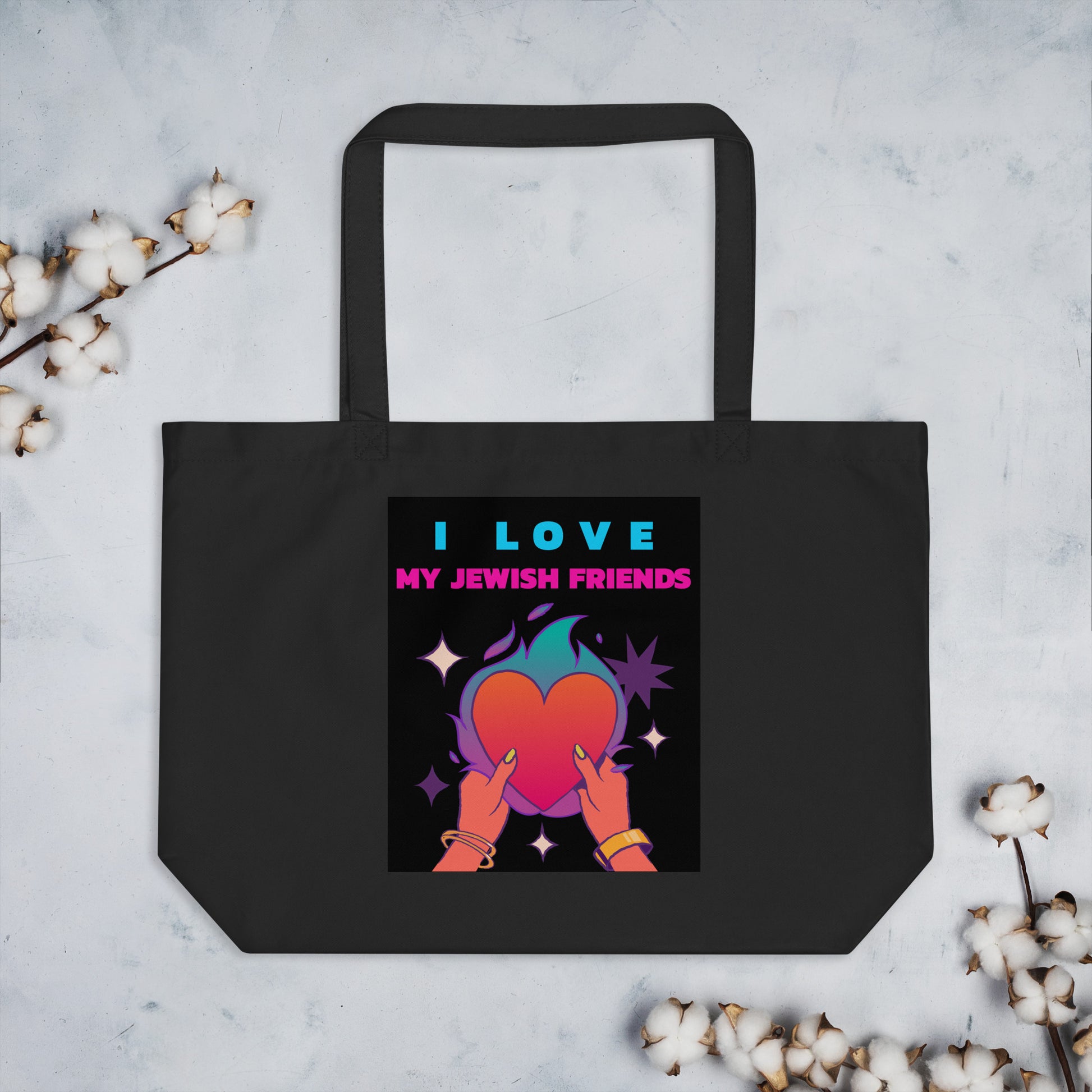 I Love My Jewish Friends | Large Organic Tote Bag Jouparty