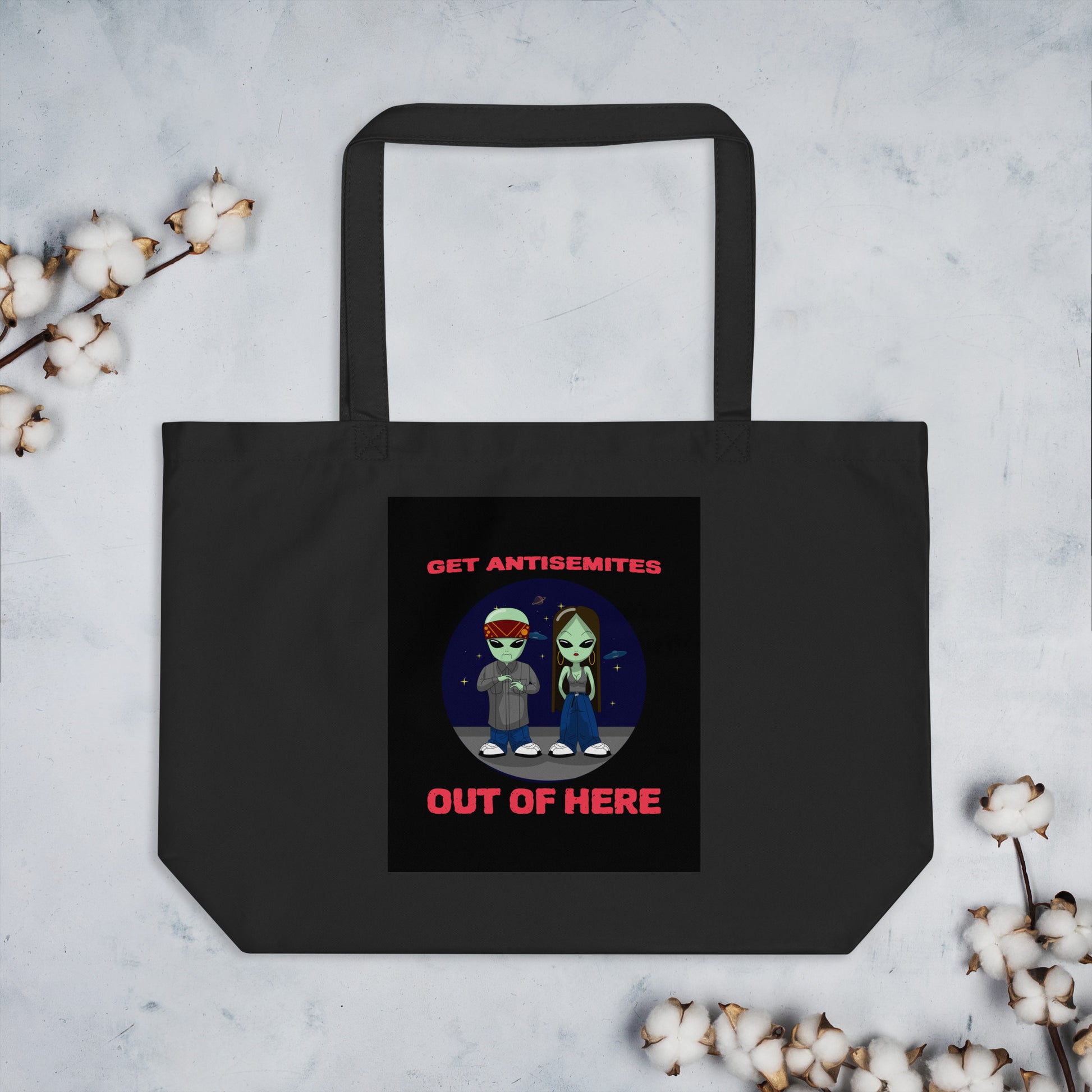 Get Alien Out | Antisemitism | Large Organic Tote Bag Jouparty