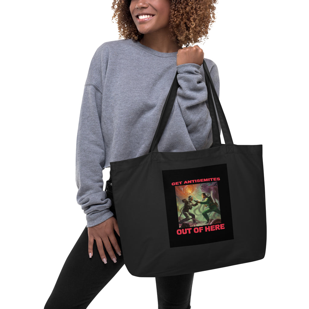 Get Alien Out | Antisemitism | Large Organic Tote Bag Jouparty