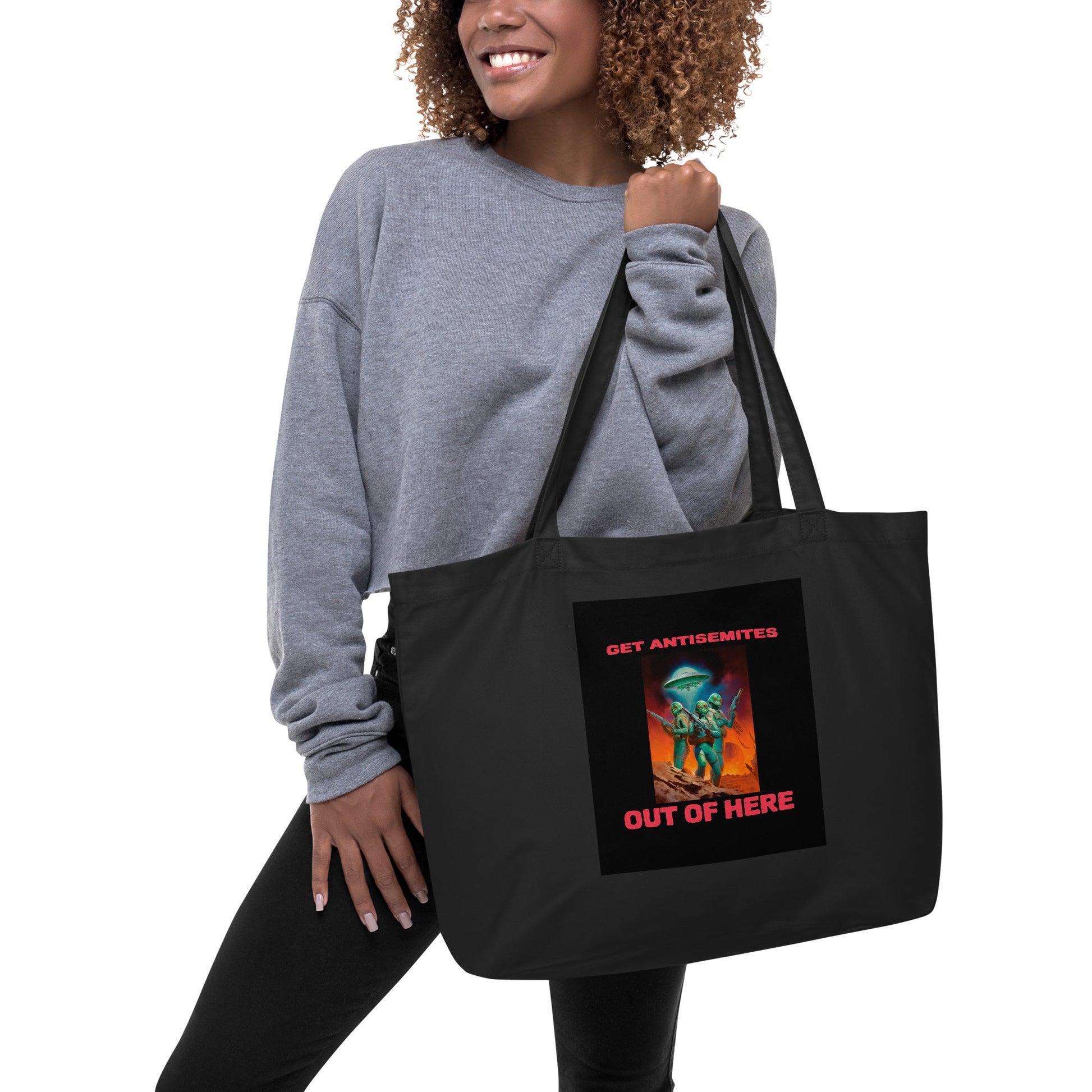 Get Alien Out | Antisemitism | Large Organic Tote Bag Jouparty