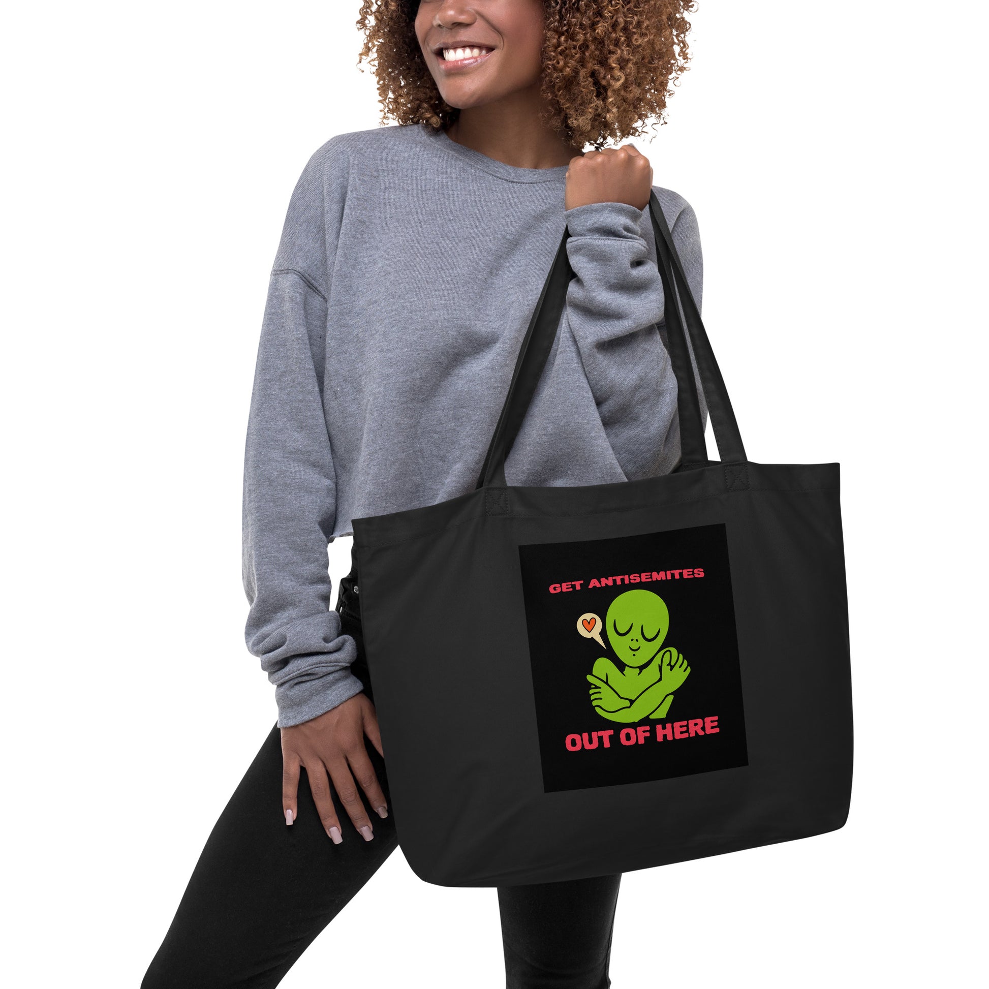 Get Alien Out | Antisemitism | Large Organic Tote Bag Jouparty