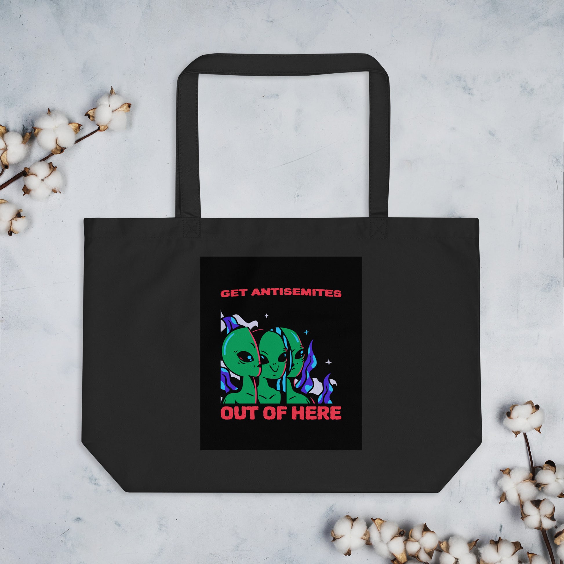 Get Alien Out | Antisemitism | Large Organic Tote Bag Jouparty