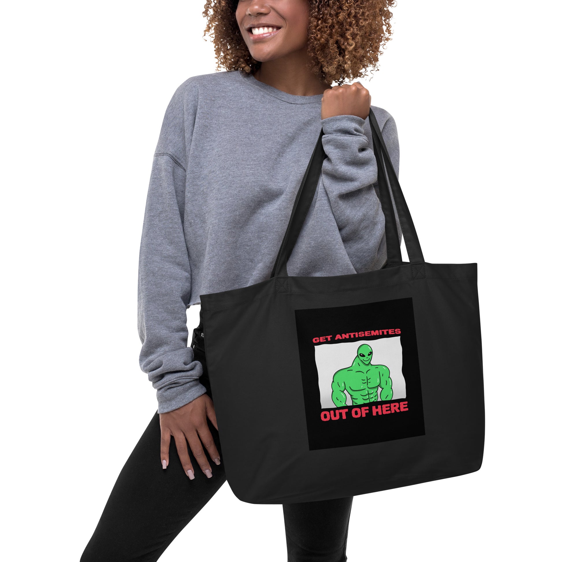 Get Alien Out | Antisemitism | Large Organic Tote Bag