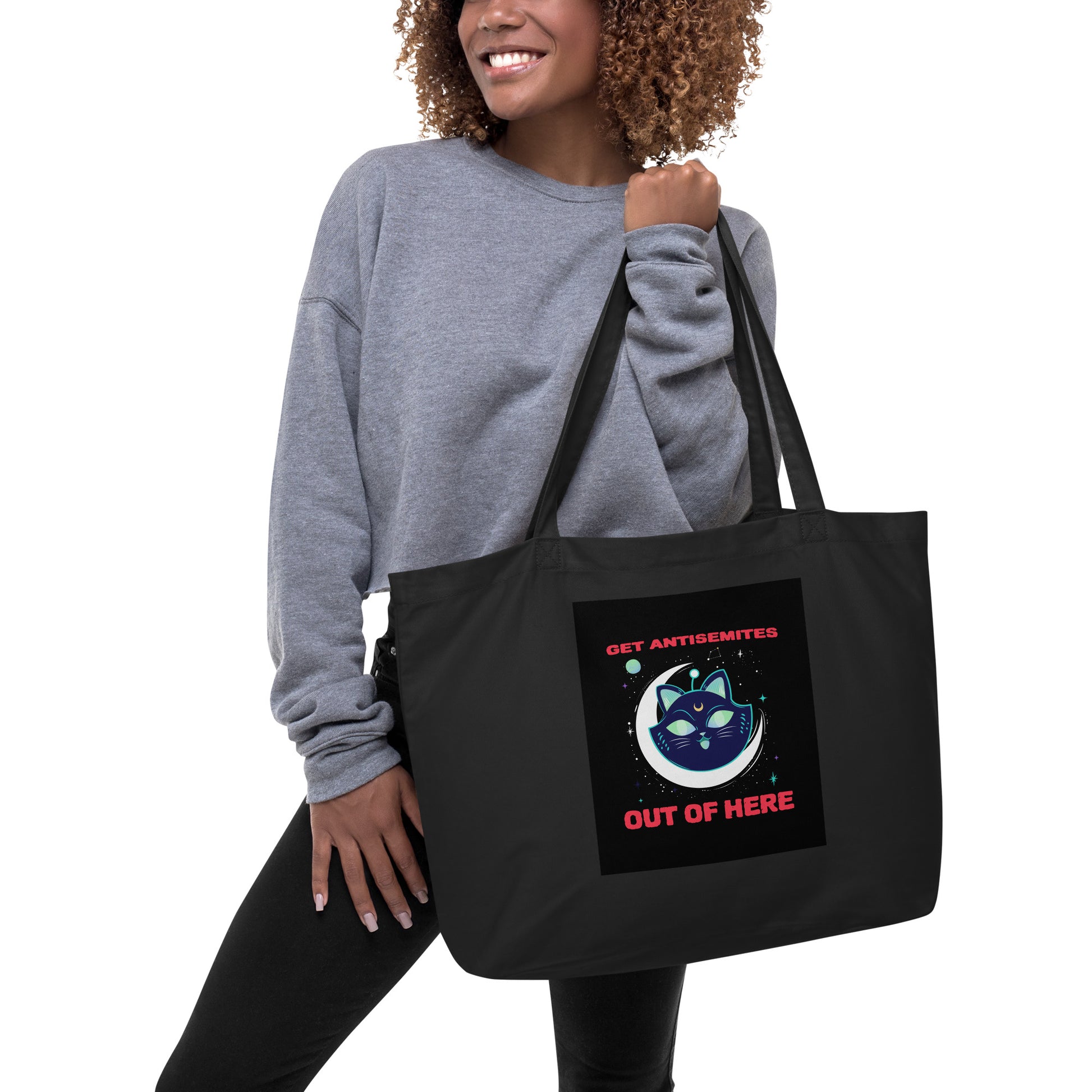 Get Alien Out | Antisemitism | Large Organic Tote Bag Jouparty