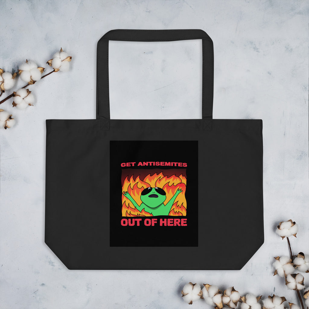Get Alien Out | Antisemitism | Large Organic Tote Bag Jouparty