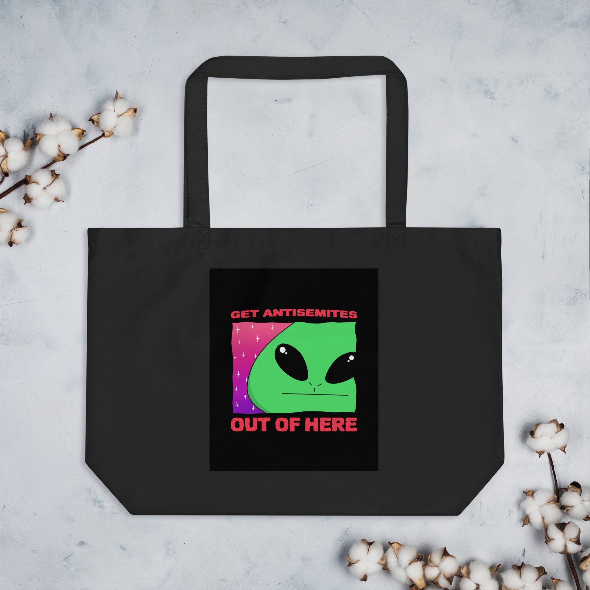 Get Alien Out | Antisemitism | Large Organic Tote Bag Jouparty