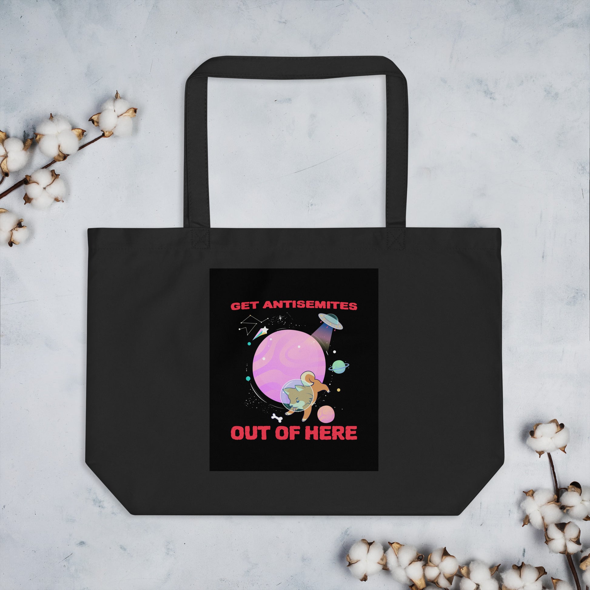 Get Alien Out | Antisemitism | Large Organic Tote Bag Jouparty