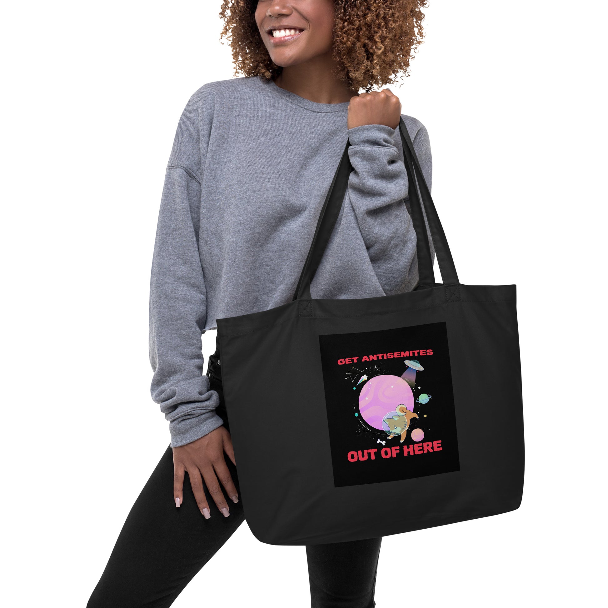 Get Alien Out | Antisemitism | Large Organic Tote Bag Jouparty