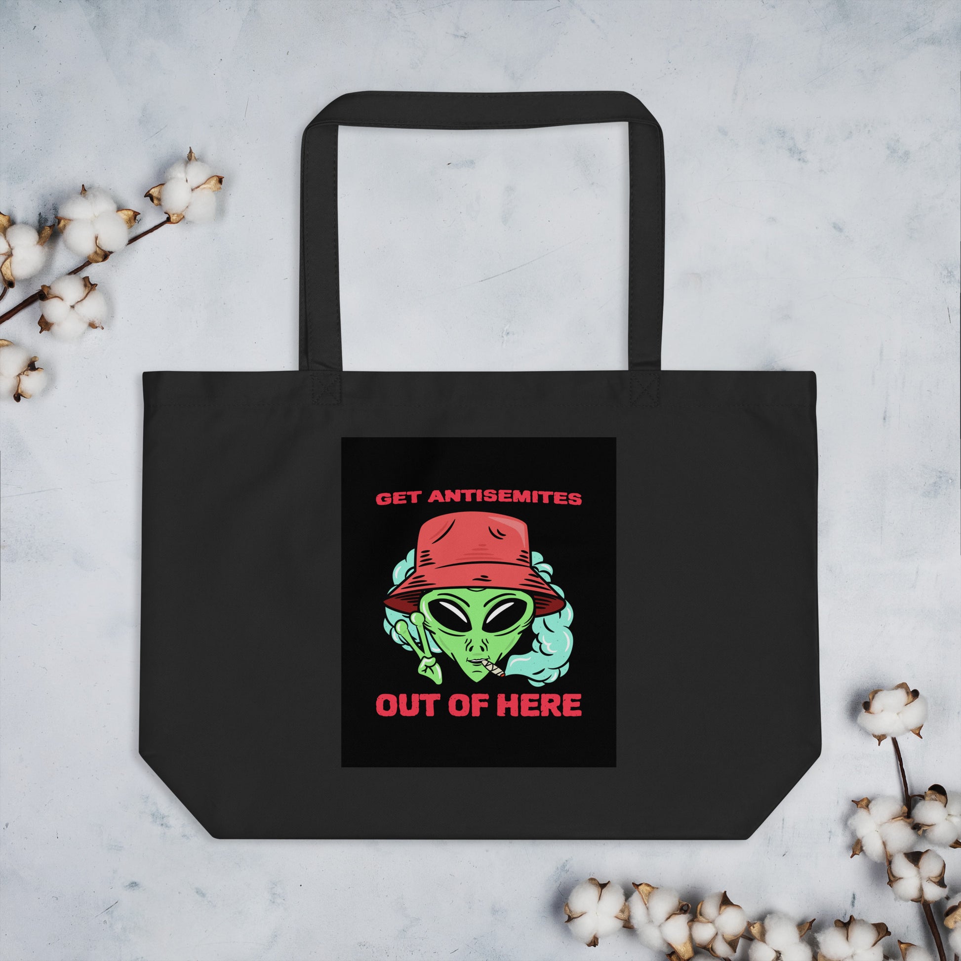 Get Alien Out | Antisemitism | Large Organic Tote Bag Jouparty