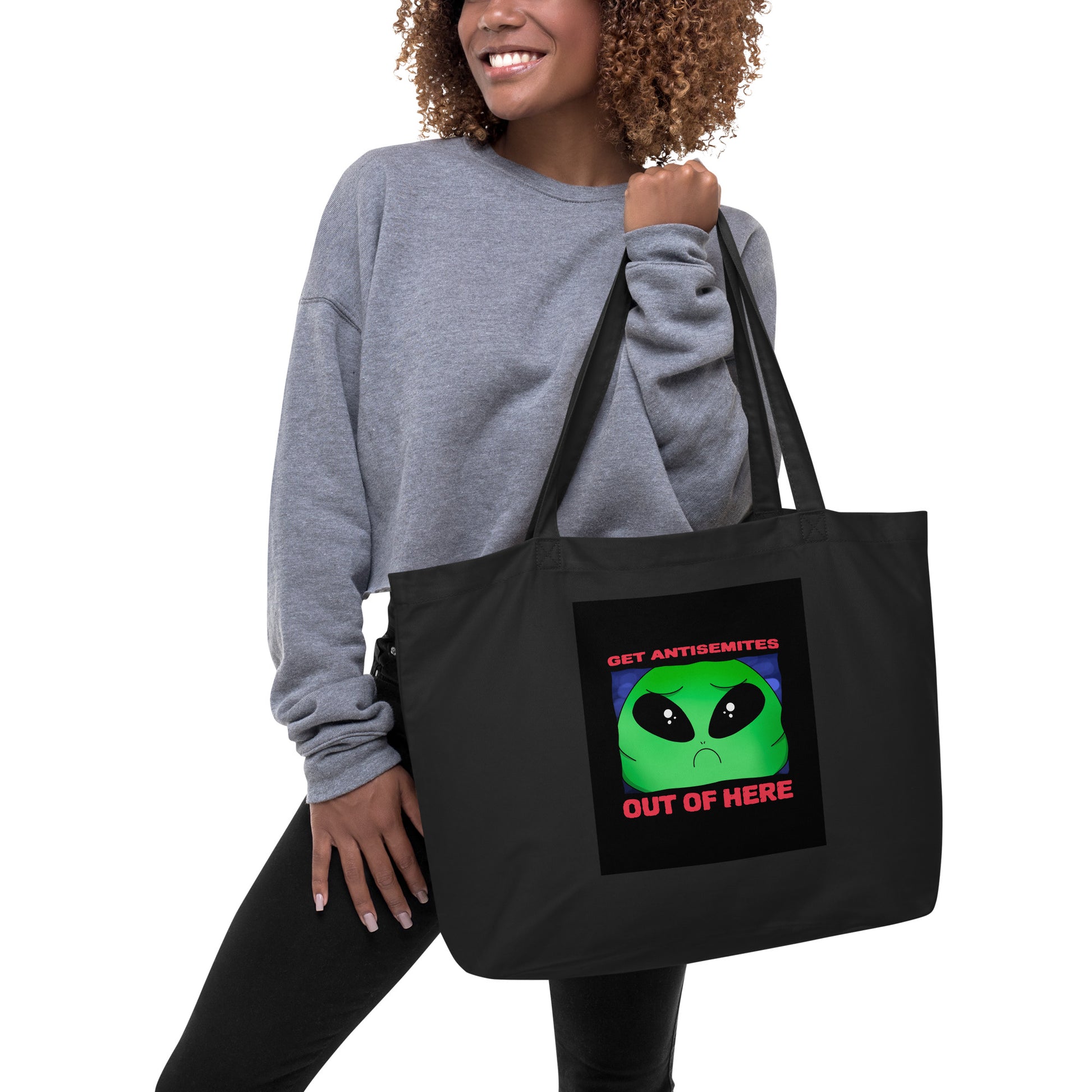 Get Alien Out | Antisemitism | Large Organic Tote Bag Jouparty
