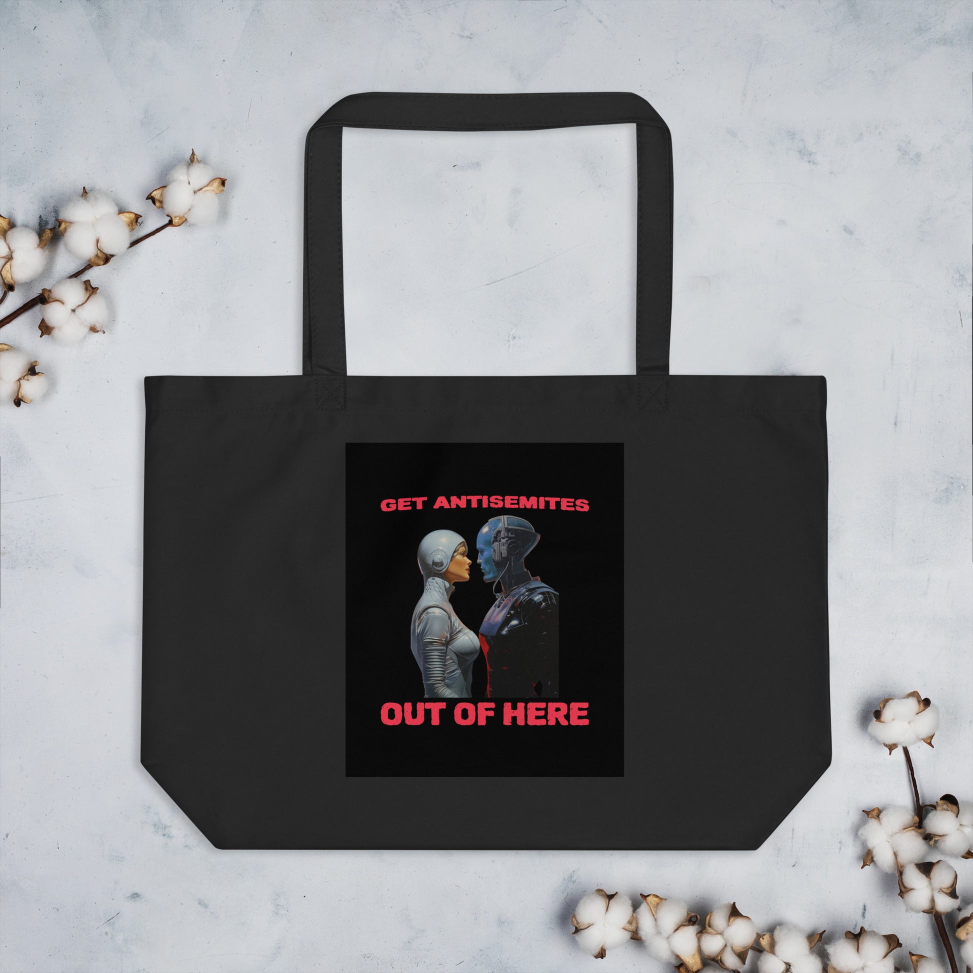 Get Alien Out | Antisemitism | Large Organic Tote Bag Jouparty