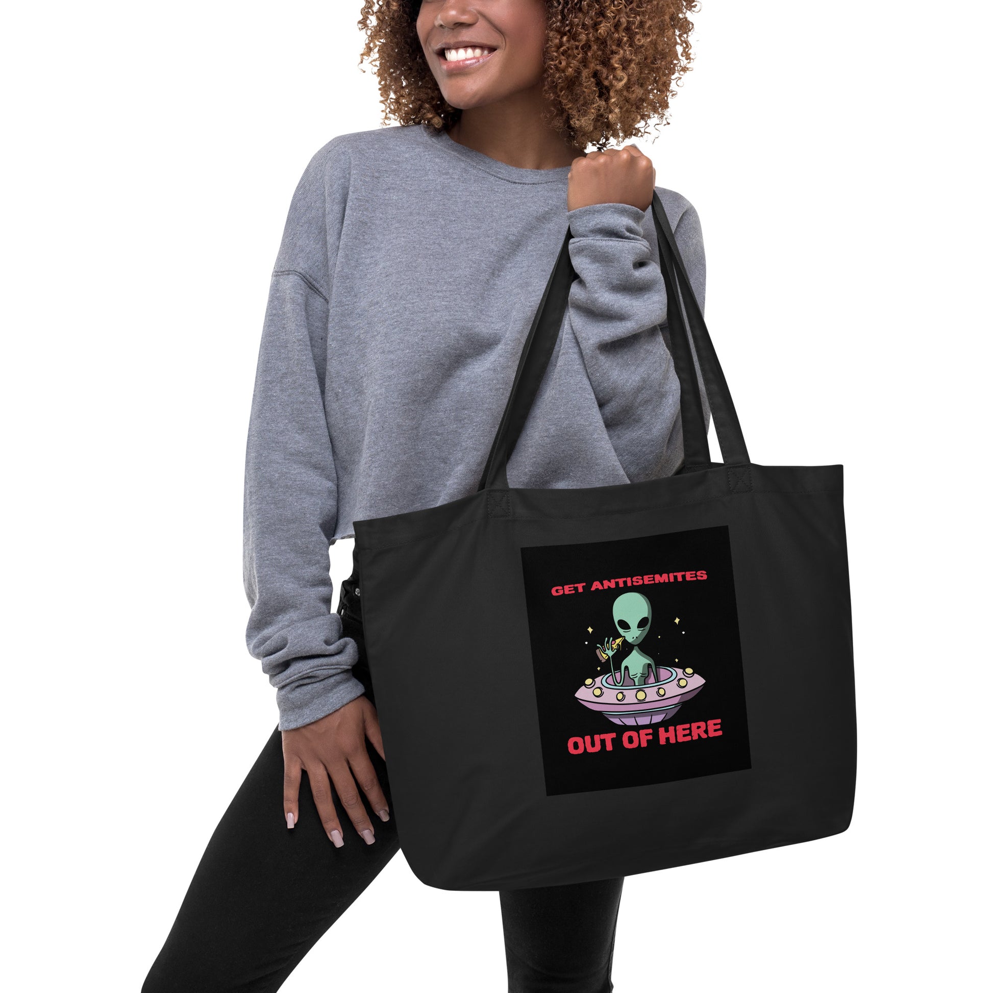 Get Alien Out | Antisemitism | Large Organic Tote Bag Jouparty