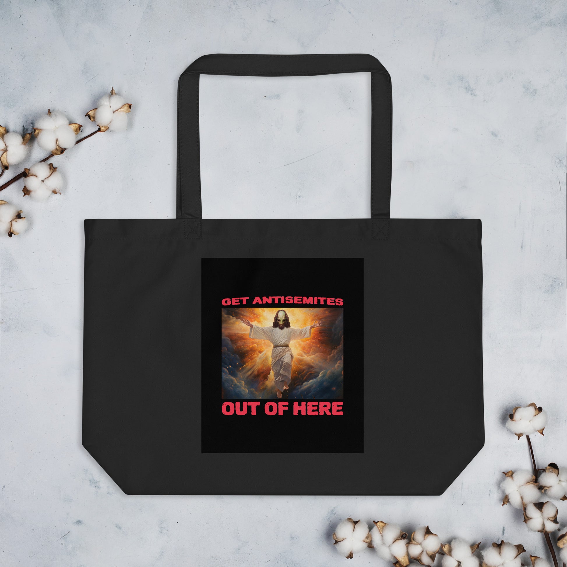 Get Alien Out | Antisemitism | Large Organic Tote Bag Jouparty